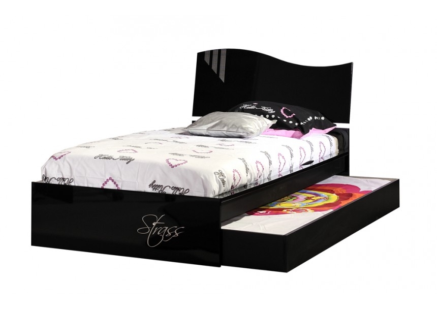 lit 1 personne laque noir