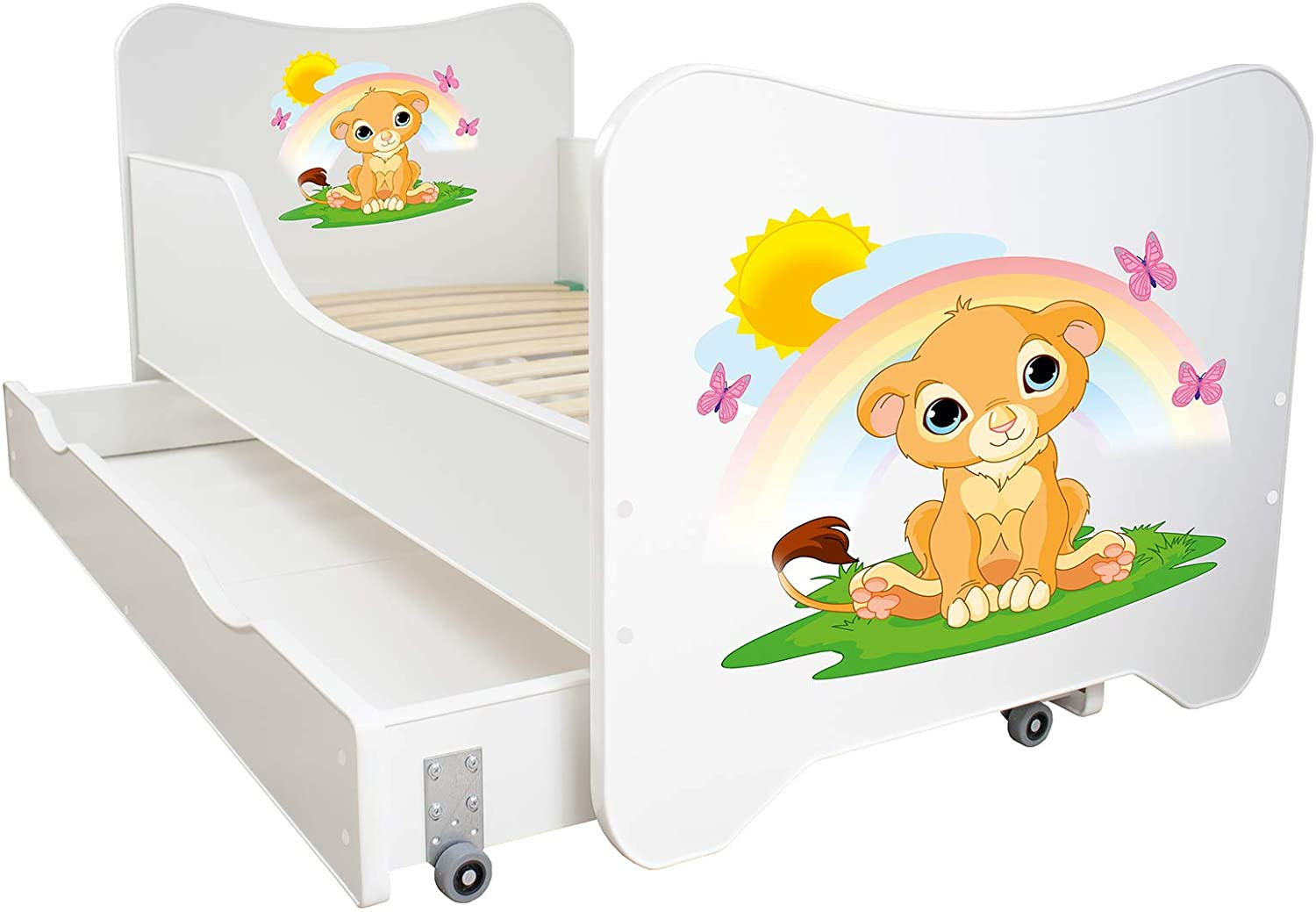 Lit enfant à tiroir et matelas 70x140 cm Le roi lion | LesTendances.fr