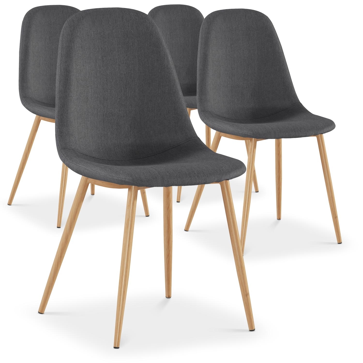 lot de 4 chaises scandinaves gao tissu gris 76077