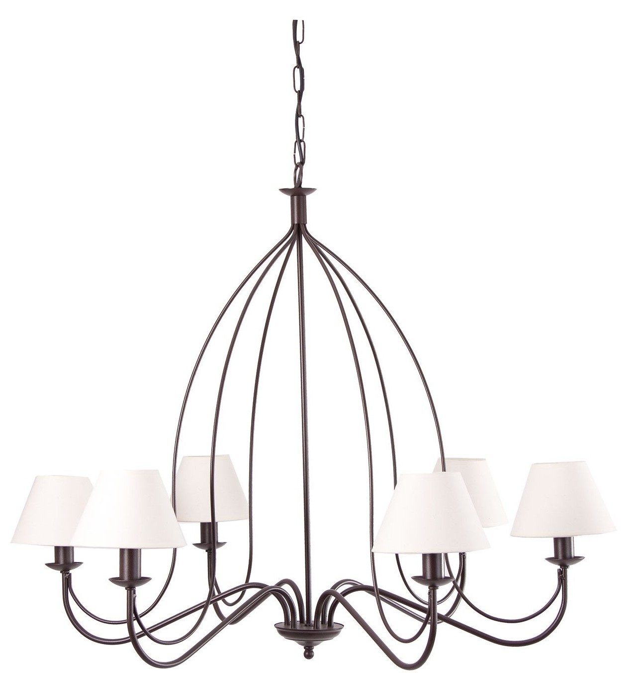 Lustre 6 branches métal noir et abat-jour tissu blanc Burak ...