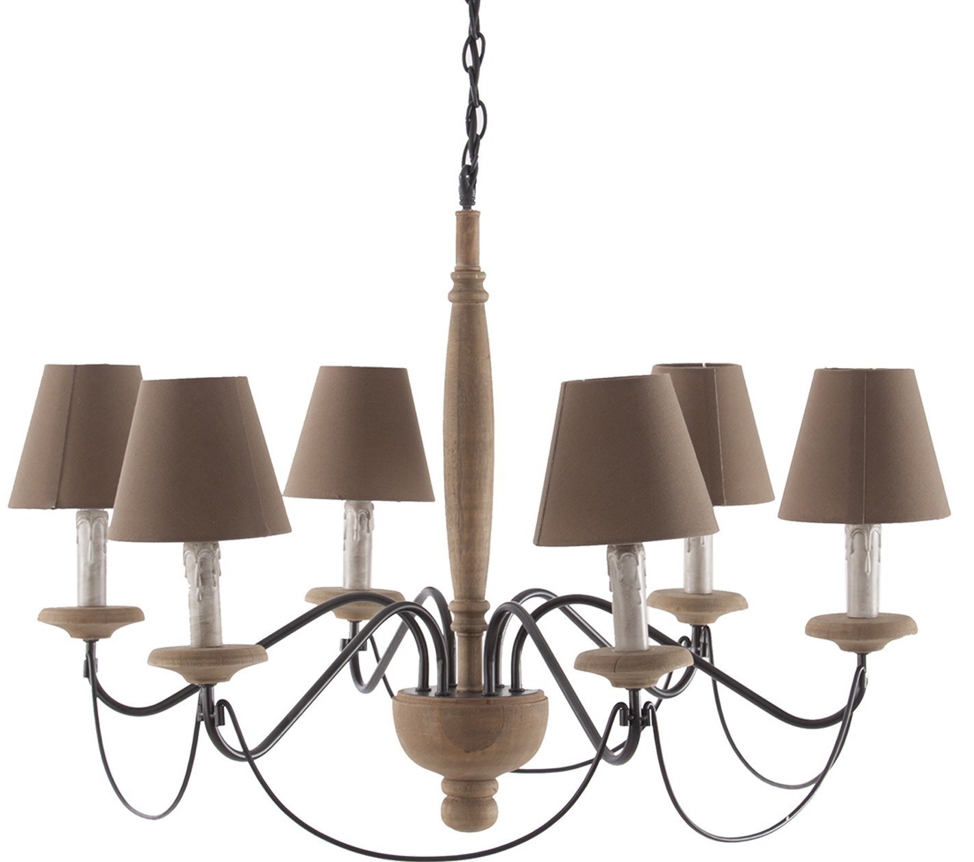 V Home Lustre vintage paulownia massif clair et abatjour tissu