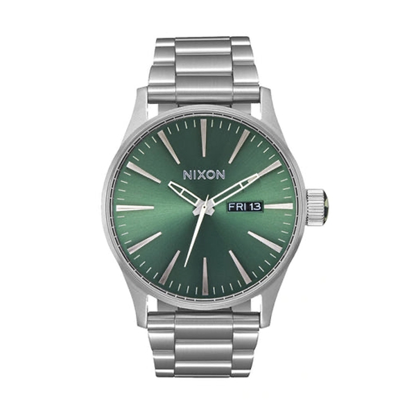 NIXON Sentry SS Orologio Uomo | Acciaio Inox Argento E Turchese | Quadrante Classico Con Data | Design Californiano - 2