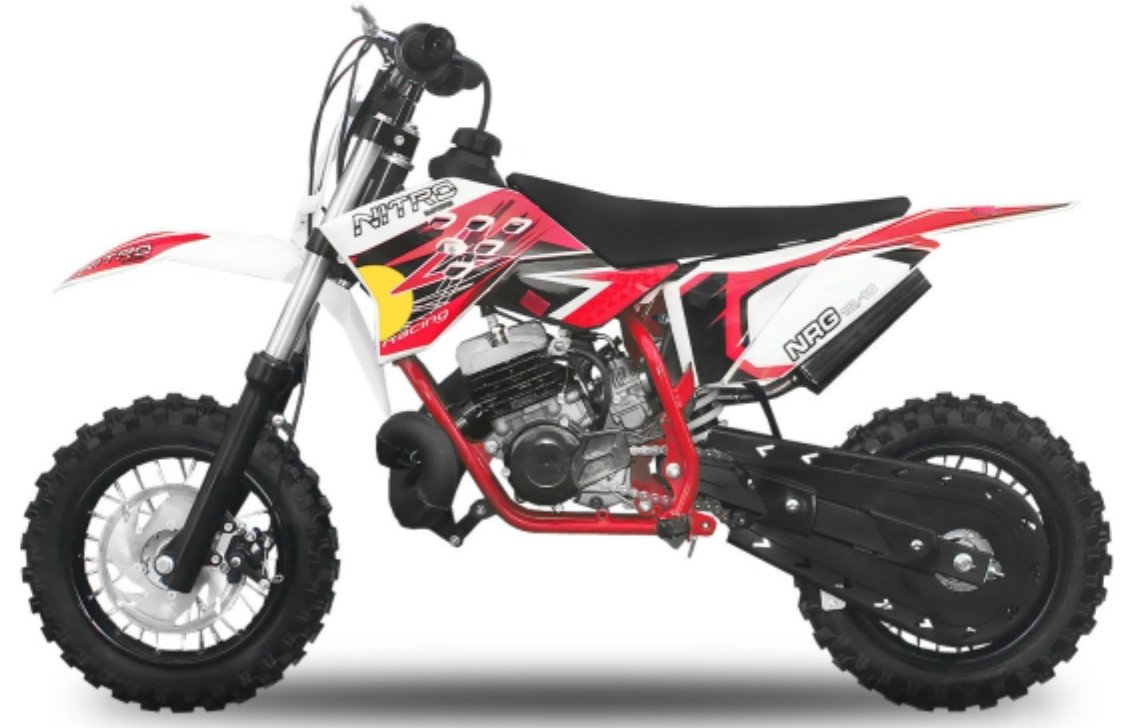 NRG50 49cc rouge 10 10 Moto  cross enfant  moteur 9cv kick 