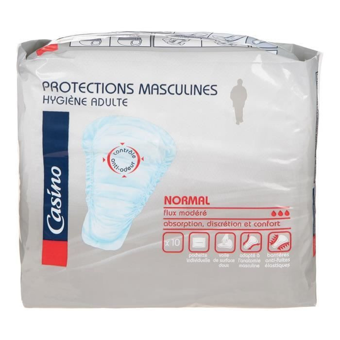 Serviettes hygiéniques pour fuites urinaires Homme CASINO x10 LesTendances.fr
