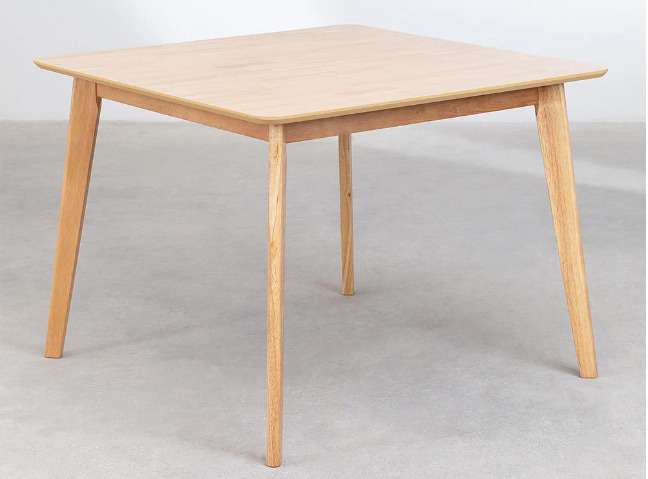 Table à manger carrée bois d'hévéa naturel Kise 100 cm | LesTendances.fr