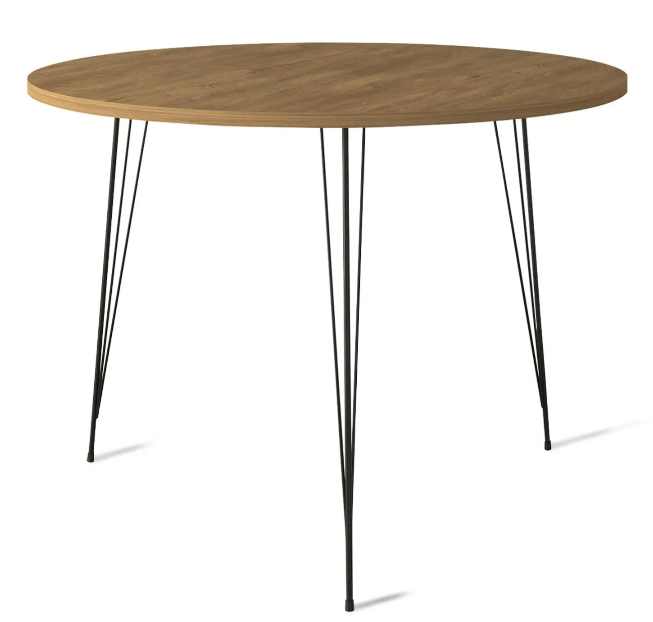 Les Tendances - Table ronde Gillson D90cm Métal Noir et Bois clair ...