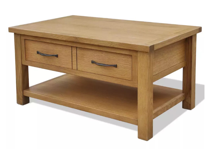 Home Table basse 2 tiroirs chêne massif clair Candice LesTendances.fr