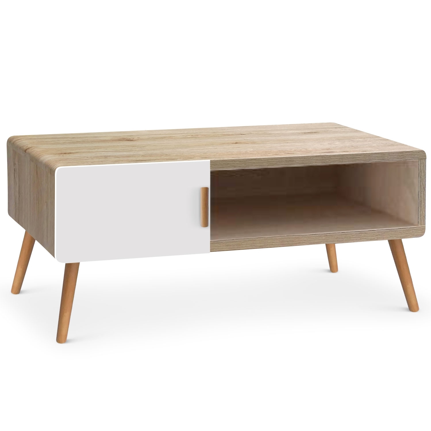 Table basse Chêne clair et Blanc Scanda | LesTendances.fr