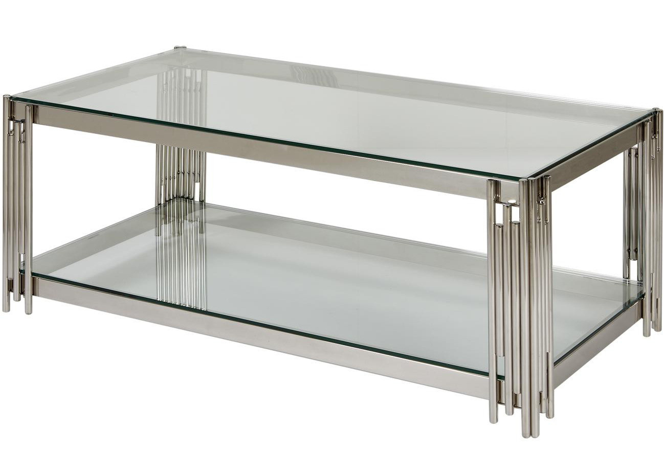 Table basse rectangulaire verre et métal chromé Marwa L 123 cm