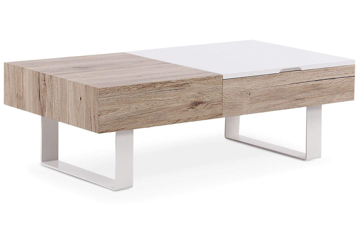 Table basse relevable avec 1 tiroir chêne clair Milain LesTendances.fr