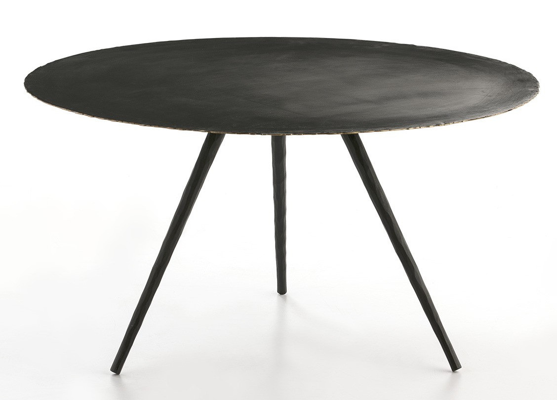 Thai Mobilier Table basse ronde métal noir D 77 cm LesTendances.fr