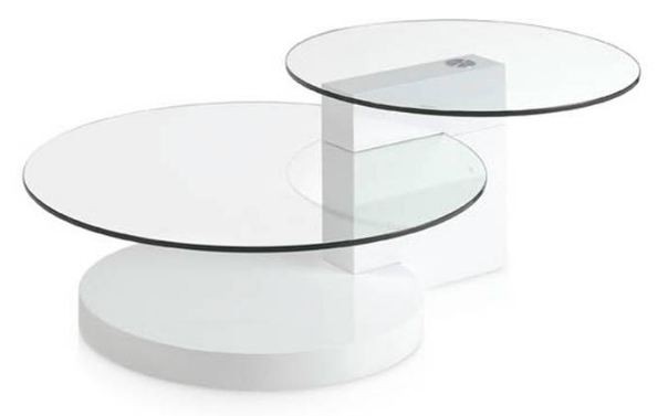 Table Basse Laqué Blanc Et Verre www.lestendances.fr