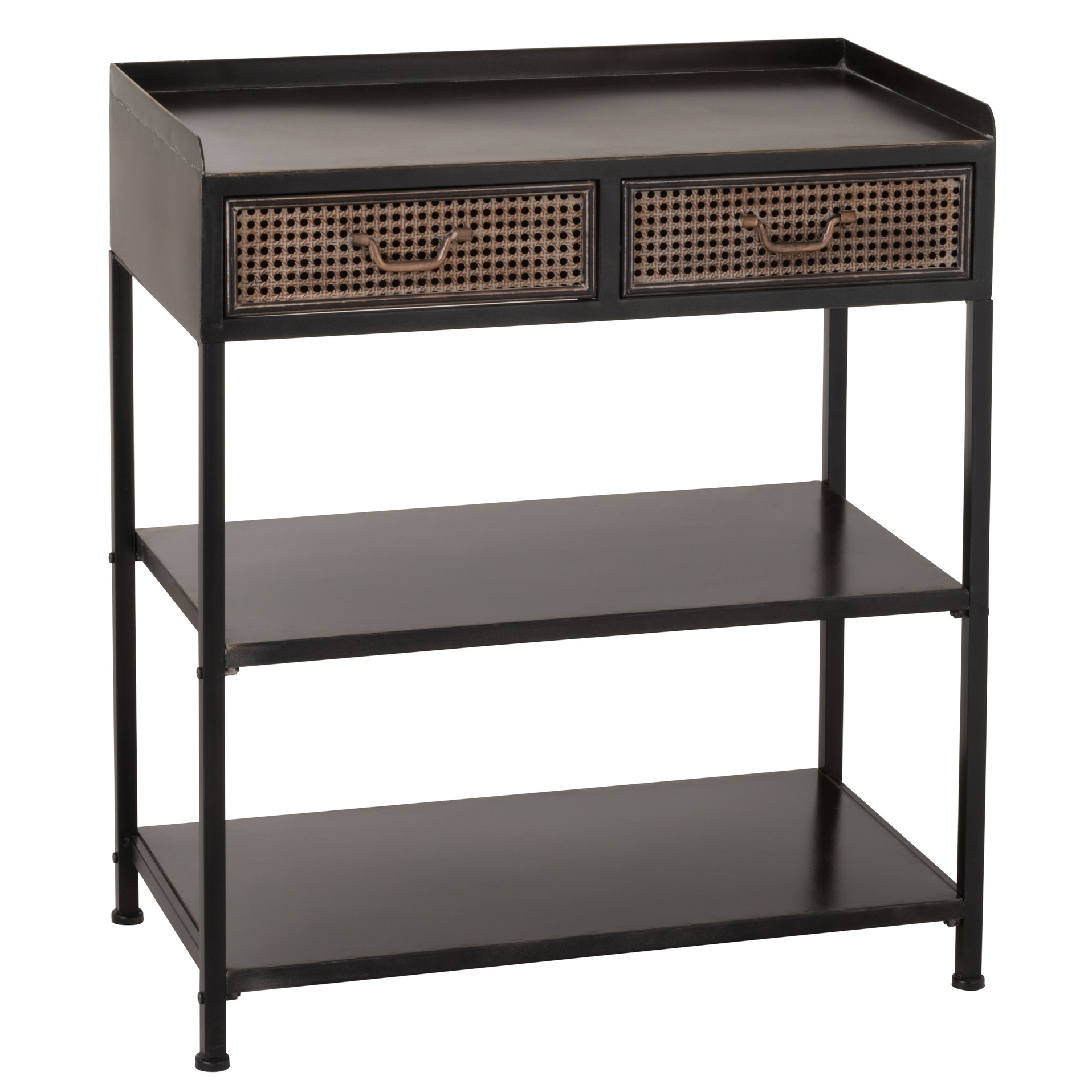 Les Tendances Table console métal noir 2 tiroirs Fanny L 75.5 cm