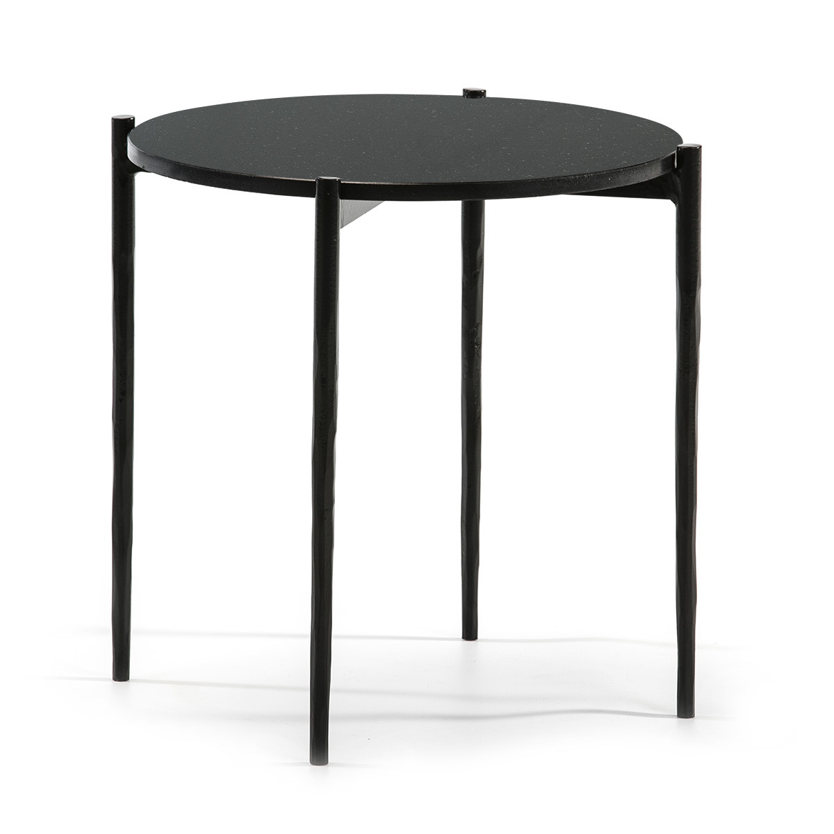 Thai Mobilier Table  d appoint ronde  granit  et m tal noir 