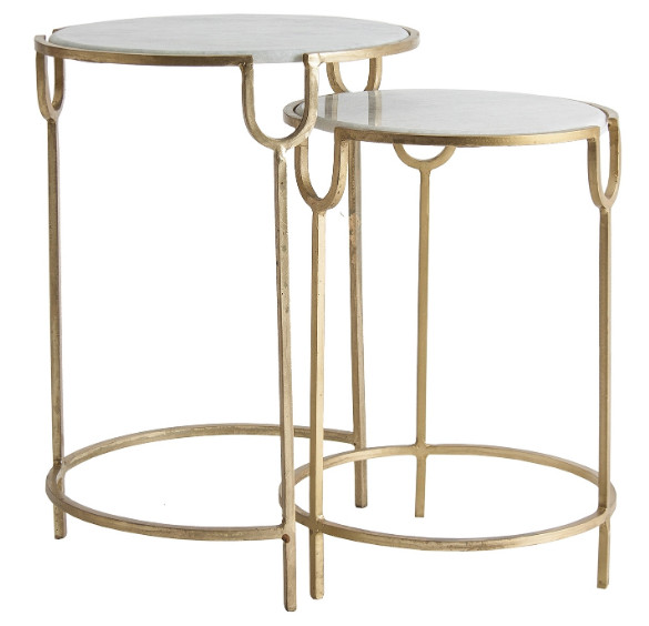Table d’Appoint Altara – Marbre Blanc & Métal Doré