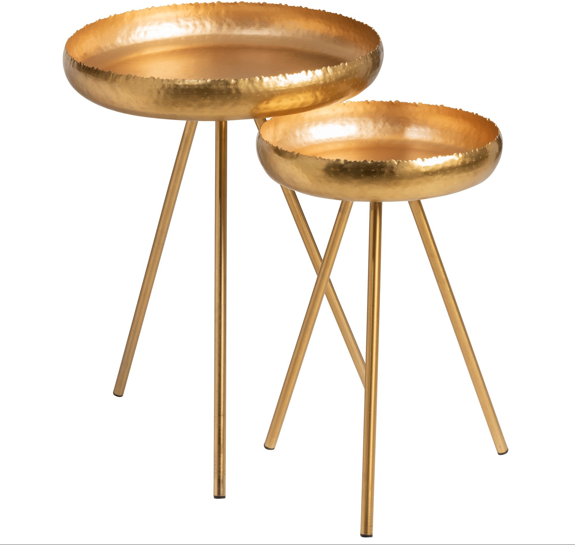 Table d'appoint ronde métal doré Orela - Lot de 2 | LesTendances.fr