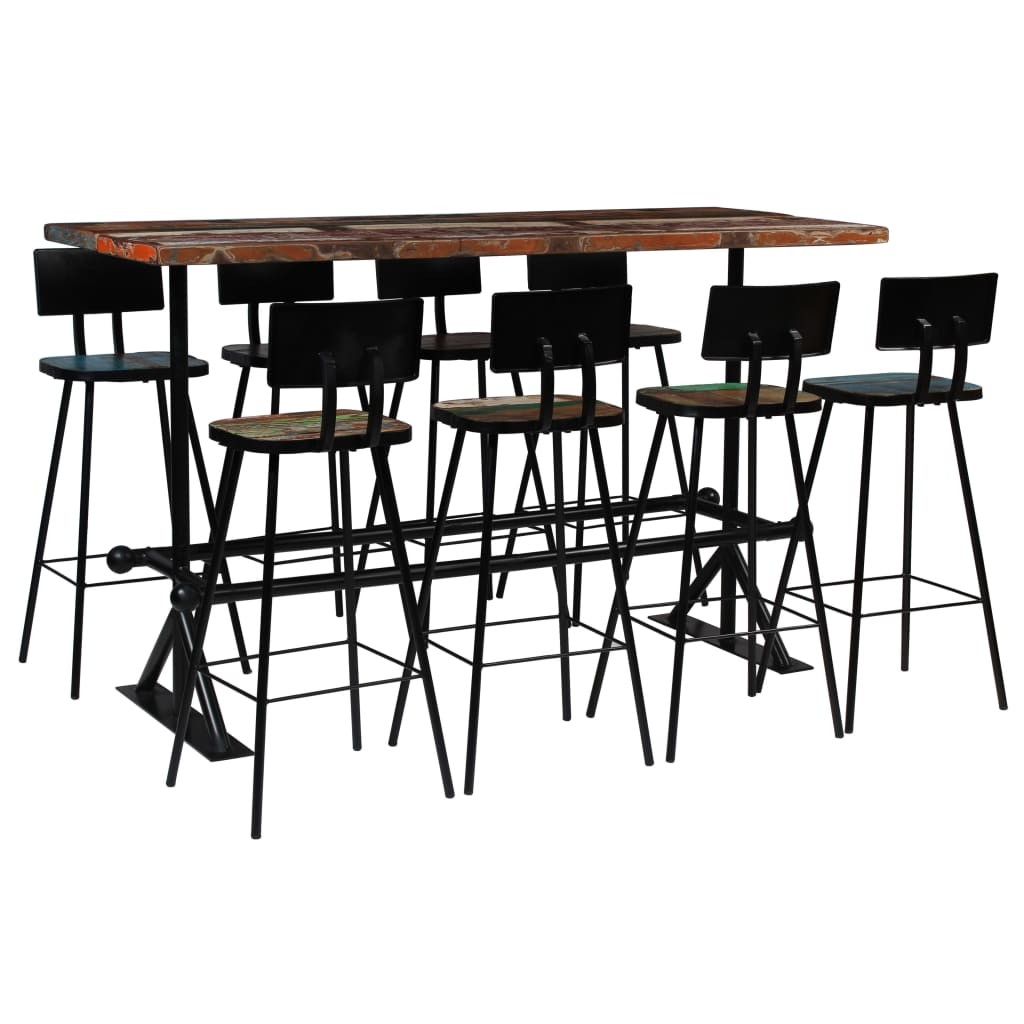 Octane Table de bar rectangulaire bois recyclé massif multi couleurs