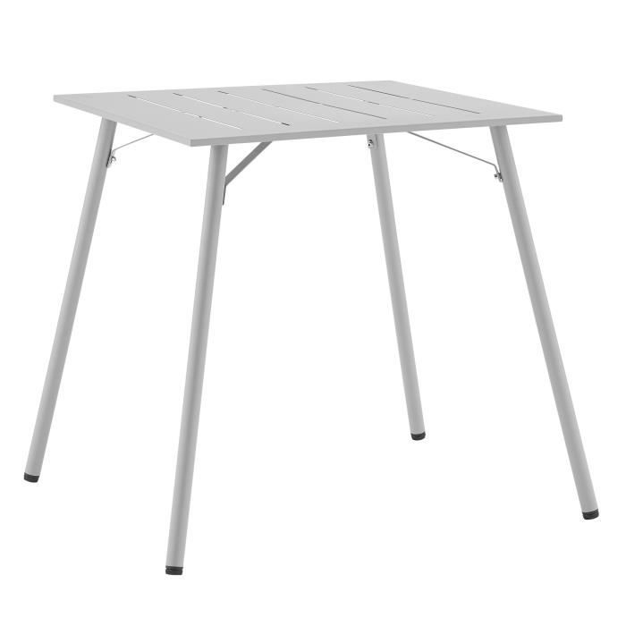 Table de jardin carré 70 cm Acier Gris LesTendances.fr