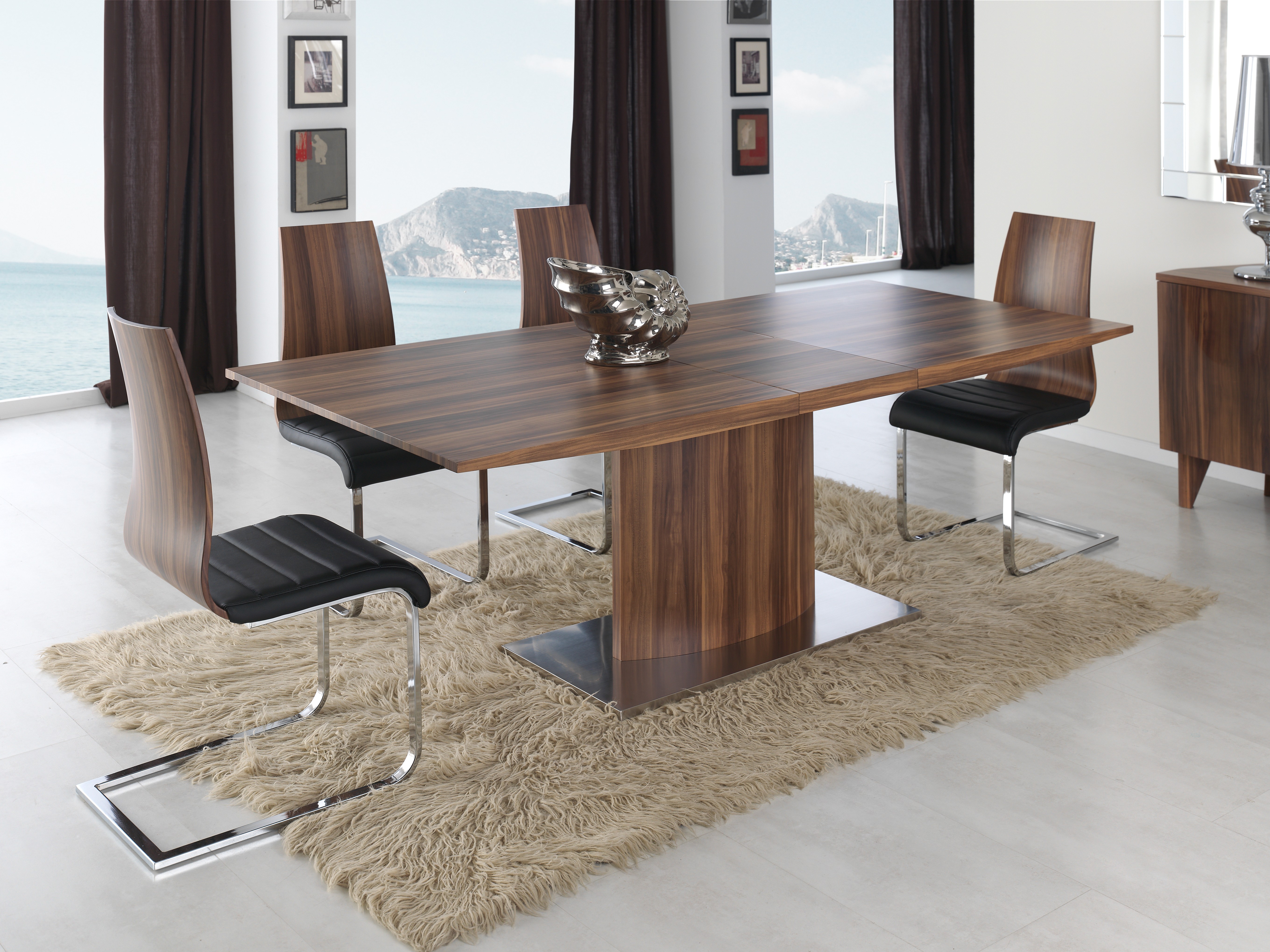  Table extensible contemporaine  bois noyer 160 200 cm 