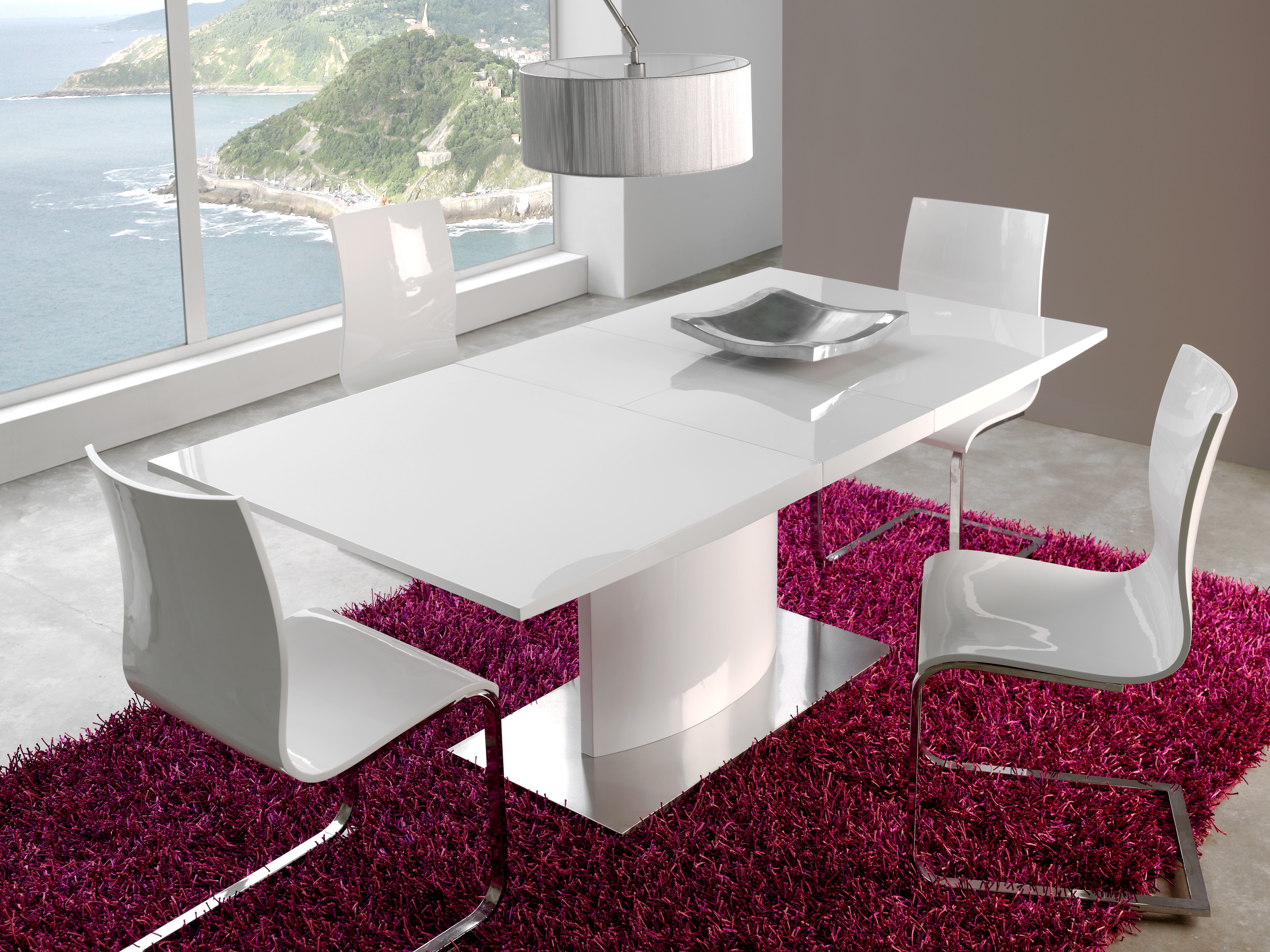  Table extensible contemporaine  laqu e blanc 180 220 cm 