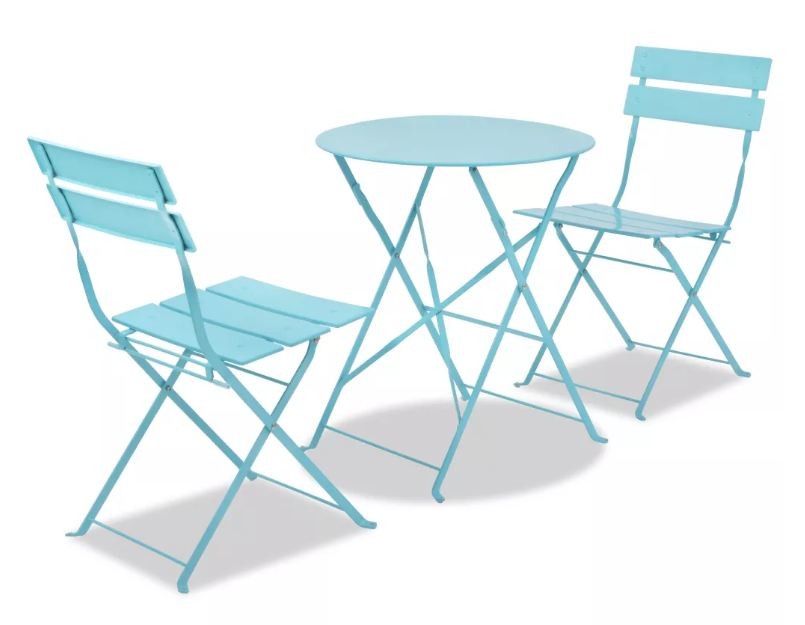 Home Table ronde et chaises de jardin métal bleu Brook LesTendances.fr