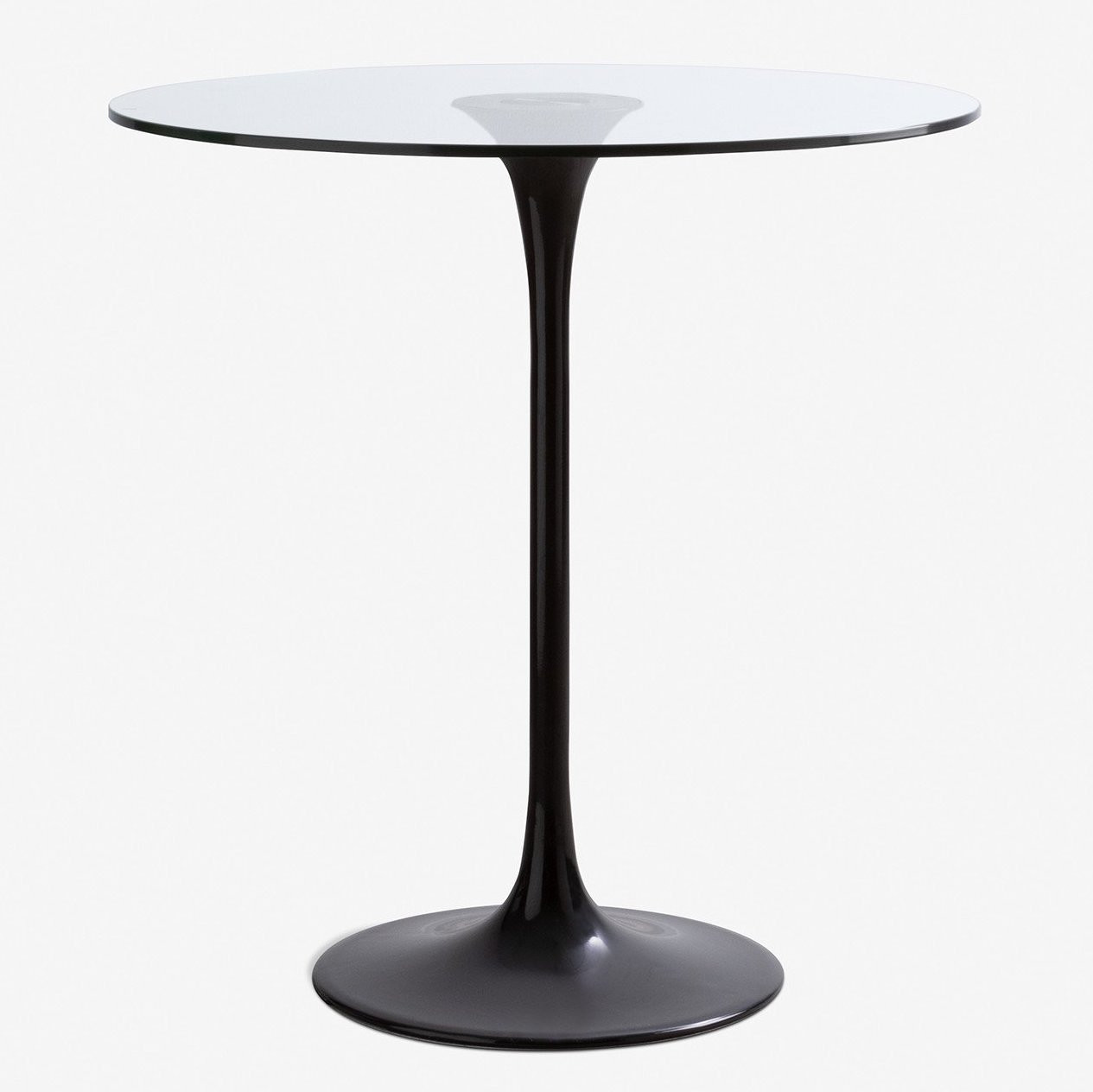 Table ronde moderne métal noir et verre cristal transparent 70 cm ...
