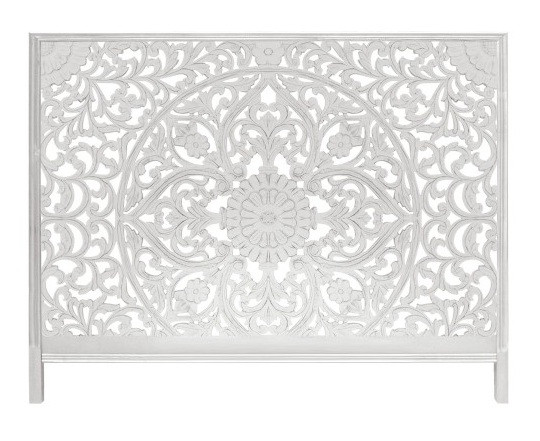Tête de lit bois blanc sculpté Birkin 180 | LesTendances.fr
