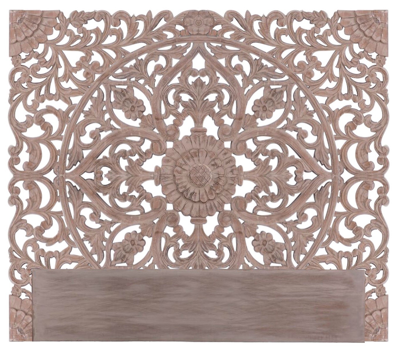 Tête de lit bois sculpté foncé Siera 160 LesTendances.fr