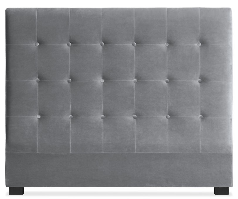 Tête De Lit Capitonnée Théa 140cm Velours Gris - Style Scandinave - Hauteur 100cm