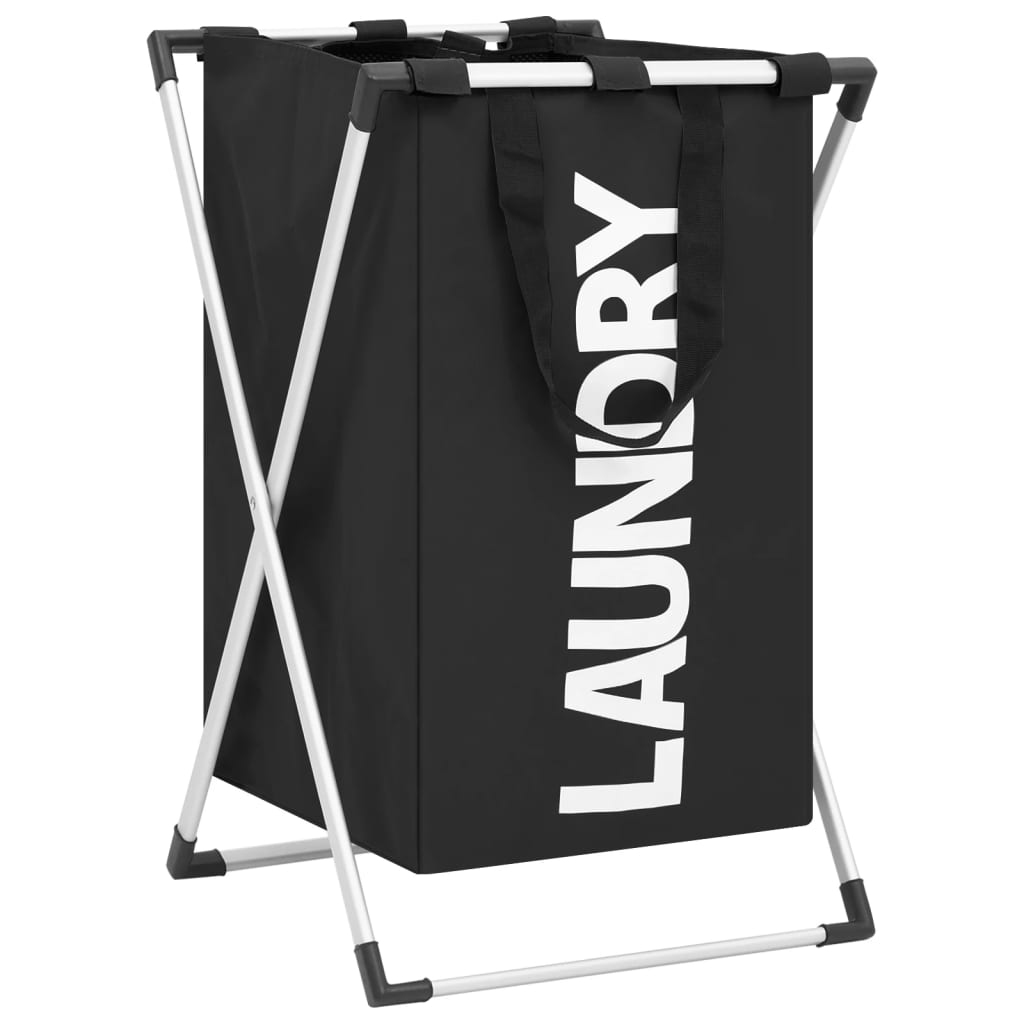 Trieuse à Linge 3 Sacs Noir Acier – Panier Buanderie Sur Roulettes 96x40 Cm, Charge 20 Kg, Poignées & Sacs Amovibles – Organisation Facile